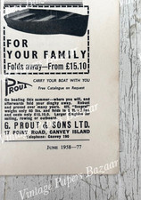 G Prout Sons Canvey Island Dinghy Boat Foldable 1958 vintage small print advert
