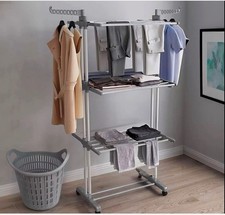 Neo Airer Clothes Horse Tier Drying Rack Folding Side Wings Rail Laundry Stand