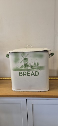 Antique enamel ware - bread, bin