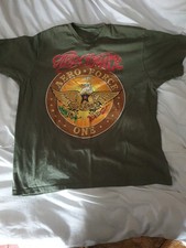 Rare 1999 Aerosmith European Tour T Shirt Army Green Size Large Aero Force One