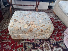 Large Vintage size footstool jacobean damask fabric excellent condition 