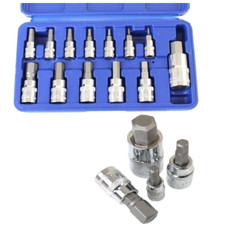 US PRO Hex Bit Socket Set 2 - 14 mm 1/4 3/8 1/2 Drive 13 Piece Allen Key 2097
