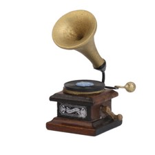 Mini Antique Phonograph Gramophone Record Player for 1:12 Dollhouse Decor