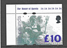 queen elizabeth ii stamps britannia £10 UNMOUMTED MINT upper left corner as scan