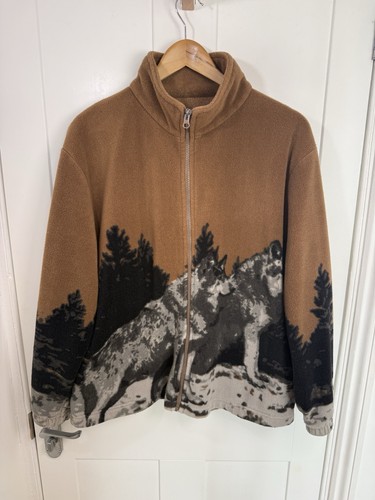 Vintage wolf fleece jacket - fleece,