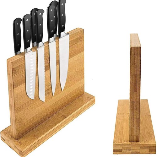 Bamboo magnetic knife - knife, block