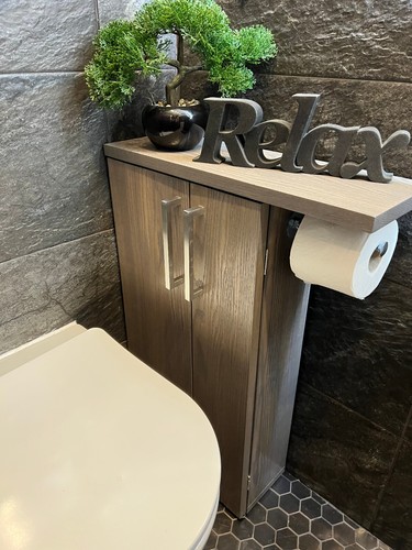 Rustic grey oak wood toilet - rustic,