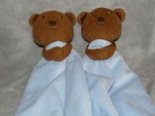 Tesco teddy comforter soft toy TWO blue bear blankie F&F 