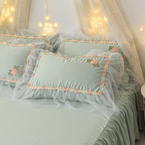 Lace ruffles pillow case - pillow,