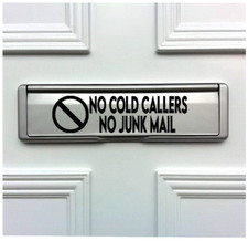 NO COLD CALLERS NO JUNK MAIL DOOR LETTER BOX VINYL FRONT DOOR DECAL STICKER