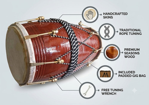 Rope tuned mango wood - tuned, dholak