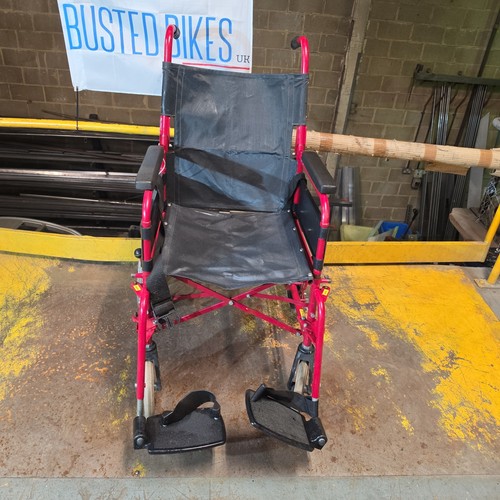 Red folding transit wheelchair - red,