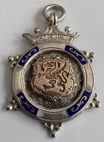 Antique silver enamel football - silver,