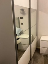 DALLAS GLOSS WHITE WARDROBE 2 SLIDING DOORS HALF MIRROR HALF WHITE DOORS