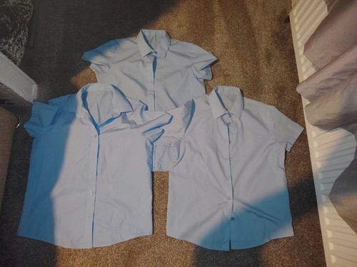 Blue short sleeve school - blue,