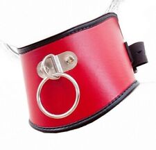 Red/Black Faux Leather Classic Posture Bondage Neck Collar