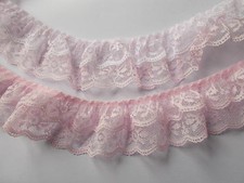 50 mm Pink Double Layered Gathered Lace choose White/Pink, Black, Red, All Pink