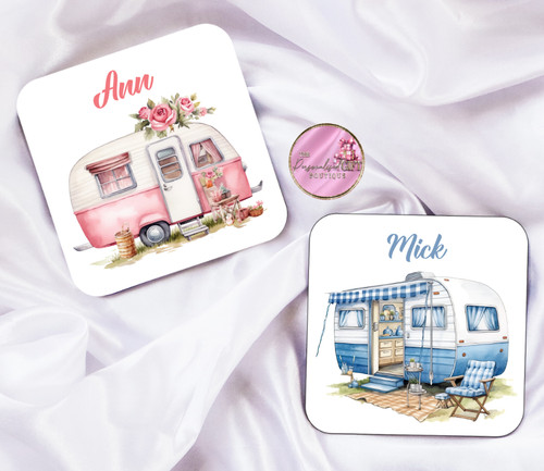 Personalised caravan coaster - personalised,