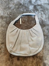 QVC Ashwood Leather Pleated Shoulder Bag Handbag Ice Grey