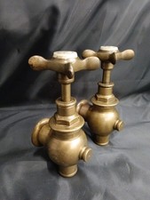 BRASS GLOBE TAPS  REFURBISHED, AGED PATINA, BATH MOUNTED TAPS