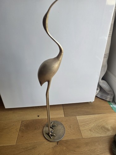 Vintage brass heron bird crane - brass,