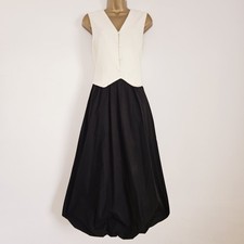 NEW Ex WALLIS 10-20 Black White Button Front Flared Midi Dress Occasion Wedding