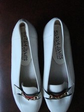 White Leather Wedge heel Shoes