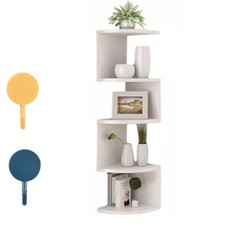 5 Tier Floating Corner Shelves Wooden Storage Display Shelf Units Wall Mount UK