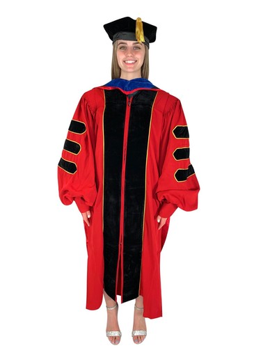 Red doctoral gown gold - red,