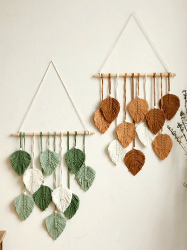 Leaf macrame wall tapestry - macrame,