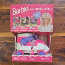Vintage 1990s Fisher Price Barbie 1-2-3 Roller Skates Pink For Child 2-6 Year JW