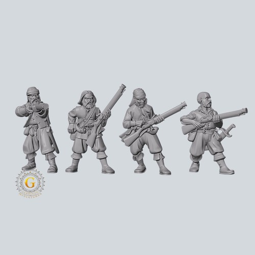 Pirates with muskets - muskets, 28mm