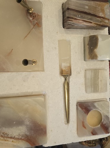 Vintage stone desk set - vintage,