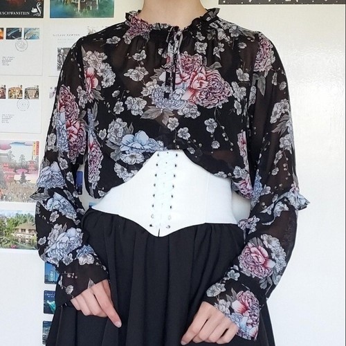 Black witchy sheer floral - black,