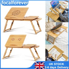 Bamboo Laptop Desk Stand Large Folding Bed Table Adjustable Portable Office Desk