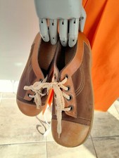 70s Unisex eyelet lace up brown spoon shoes womens 5 mens 4 skinhead