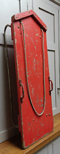 Vintage handmade solid wood red painted sledge 94cm high x 32 x 12