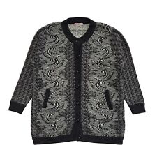 Sarah Dunnway Grey Black 80s Vintage Button Cardigan Uk Women's Size XL / XXL