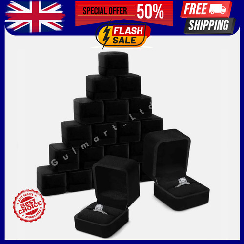 Black velvet ring box - black,