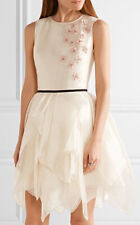 Reem Acra ALTERED Ivory Floral Applique Asymmetrical Tulle Dress sz XS