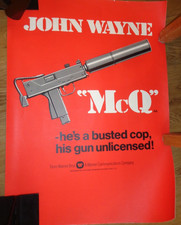 Rare John Wayne "McQ" Movie Poster Rolled  56.5 cm x  41.5 cm
