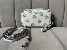 Coach Sadie Navy Clutch/Wristlet/Crossbody Bag In Rose Print