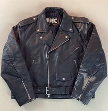 Vintage FMC Leather Biker Jacket Motorcycle Jacket Black Size 48