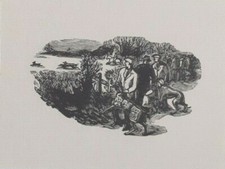 DOG HUNT HOUNDS PACK LURCHER Print 1938 Woodcut Geoffrey Miller Hare