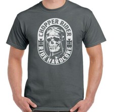 Biker T-Shirt Skull Chopper Rider Mens Motorcycle Motorbike Custom Top