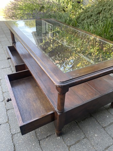 Wooden glasscoffee table - /,