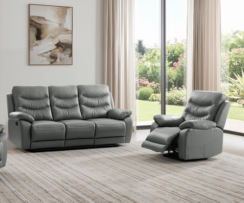 Dark grey italian leather - leather, 3