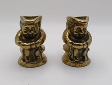Pair Of Vintage Brass Toby Jug
