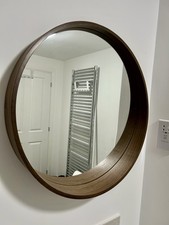 60cm Round Walnut Mirror