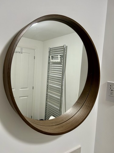 60cm round walnut mirror - 60cm,